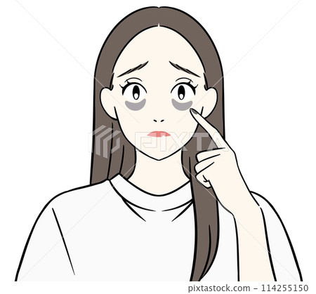 A woman suffering from dark circles under her eyes 114255150