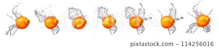 Group of fruits with water splash like mandarin isolated on white Group of fruits with water splash like mandarin isolated on white 114256016