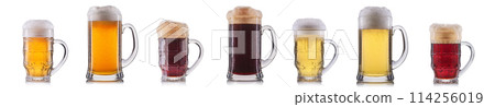 Set of glasses of beer isolated on a white background Set of glasses of beer isolated on a white background 114256019
