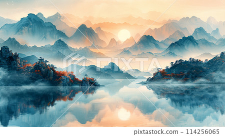 藍山風景插畫 114256065