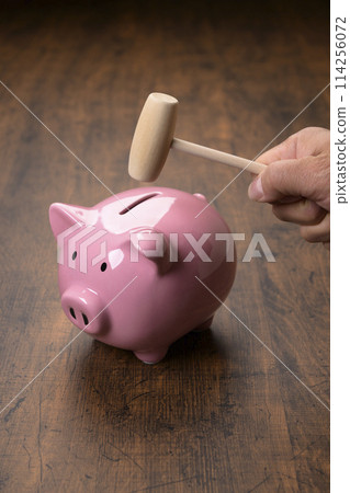 Pig money box and hammer (+hand) Pig money box and hammer (+hand) 114256072