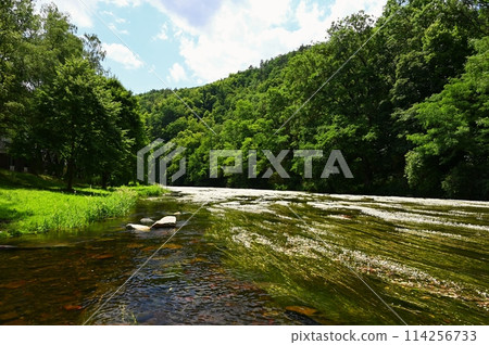 Beautiful landscape with summer nature. Jihlava River Valley - South Moravia - Czech Republic. Beautiful landscape with summer nature. Jihlava River Valley - South Moravia - Czech Republic. 114256733
