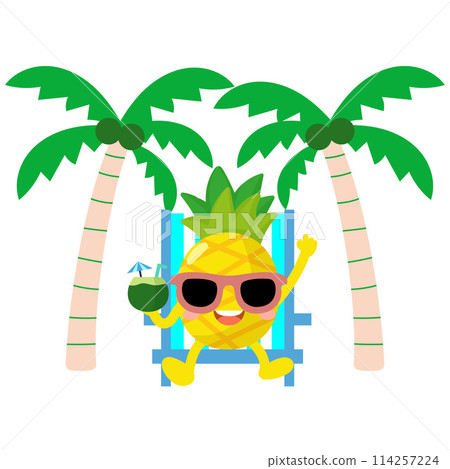 pineapple drinking coconut water, Funny pineapple hello summer 114257224