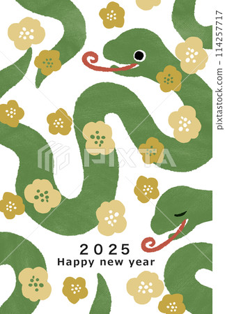 2025 Year of the Snake New Year's card template 114257717