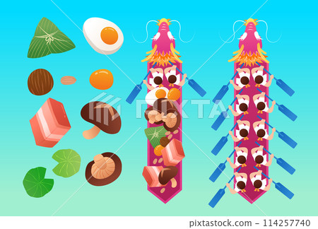 Dragon Boat and food element set 114257740