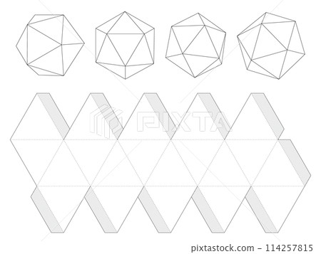 Development of a regular icosahedron with margins Development of a regular icosahedron with margins 114257815