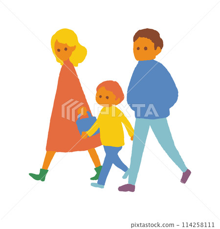 Handwritten walking family of three 114258111