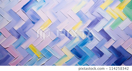 Herringbone floor style design oil painting abstract background banner) purple, yellow, blue, pink. AI generated image 114258342