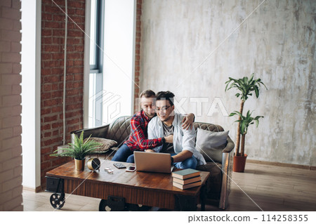 Homosexual partners working at office desk, relationships and business concept 114258355