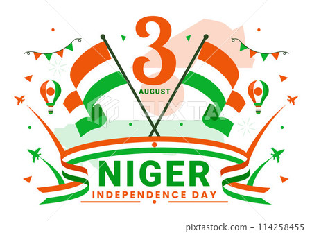 Happy Niger Independence Day Vector Illustration on 3 August with Waving Flag and Country Public Holiday in Flat Cartoon Background Design Happy Niger Independence Day Vector Illustration on 3 August with Waving Flag and Country Public Holiday in Flat Cartoon Background Design 114258455