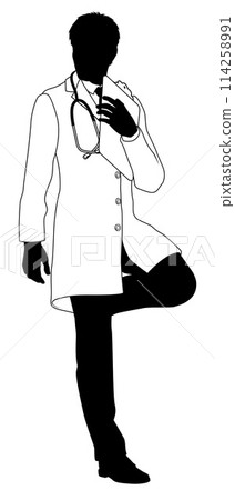Doctor Man Medical Silhouette Healthcare Person Doctor Man Medical Silhouette Healthcare Person 114258991