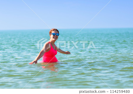 Pregnant woman on the beach. Healthy pregnancy 114259480