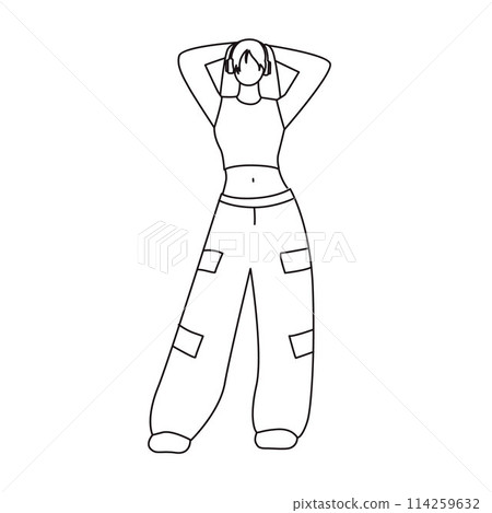 Young people with different styles, happy young people, group of different minimalistic linear people 114259632