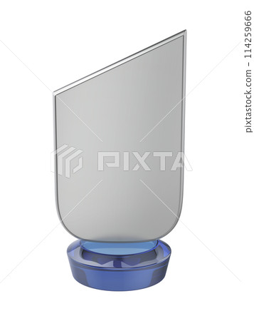 Silver plaque on blue crystal base 114259666