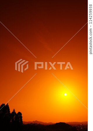 Distant view of Mt. Nijo at sunset Distant view of Mt. Nijo at sunset 114259938