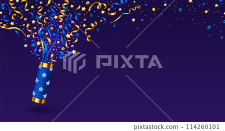 Holiday background with party popper Holiday background with party popper 114260101