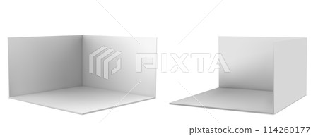 3d white booth stand room with wall on trade event 3d white booth stand room with wall on trade event 114260177