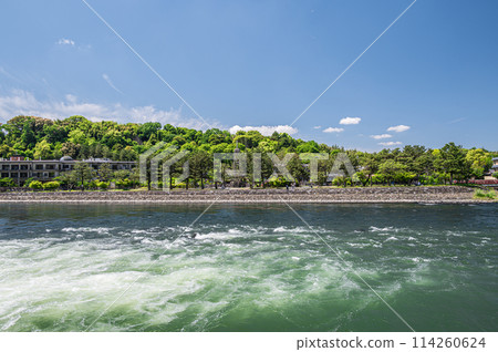 Water flowing into the Uji River from the Kanden Uji Power Plant Discharge Channel 114260624
