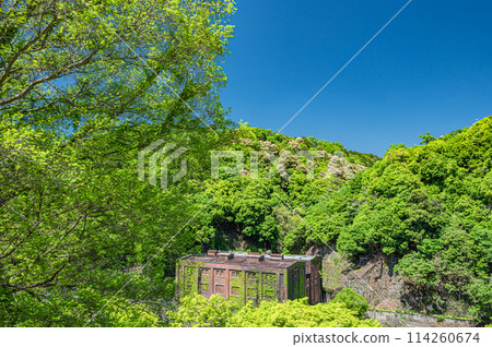The former Ujigawa Electric Shizugawa Power Plant site surrounded by fresh greenery, Uji City, Kyoto Prefecture The former Ujigawa Electric Shizugawa Power Plant site surrounded by fresh greenery, Uji City, Kyoto Prefecture 114260674