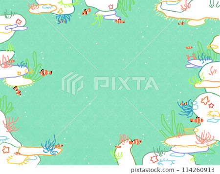 Background illustration of ocean with clownfish 114260913