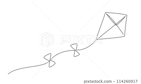 Kite One line drawing isolated on white background 114260917