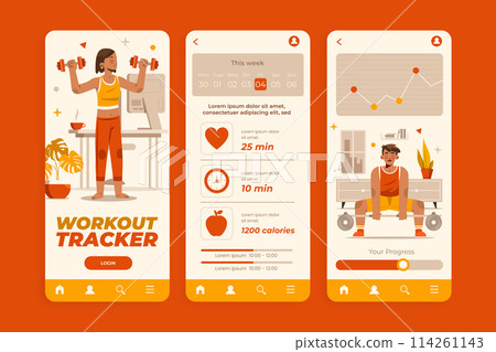 Home workout hand drawn cartoon app design 114261143