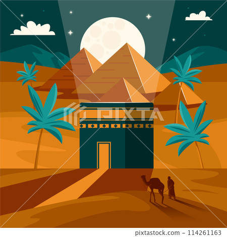 Isra Miraj flat cartoon composition Isra Miraj flat cartoon composition 114261163