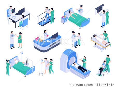 Health workers icons in isometric view 114261212