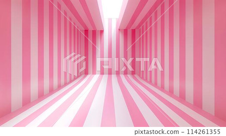 Empty room with stripes on pink and white background Empty room with stripes on pink and white background 114261355