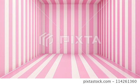Empty room with stripes on pink and white background 114261360