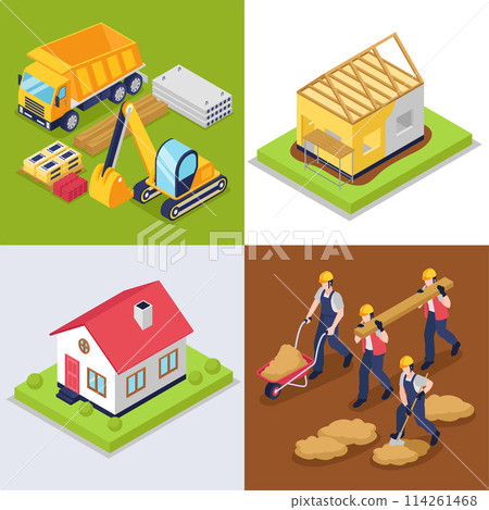 Construction illustrations in isometric view 114261468
