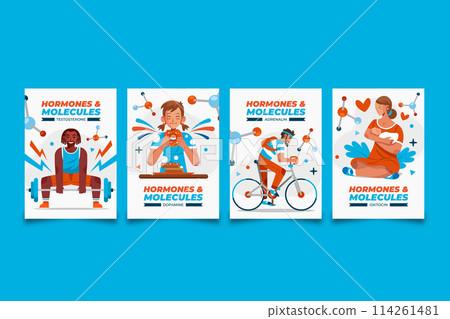Hormones and Molecules flat cartoon card set Hormones and Molecules flat cartoon card set 114261481