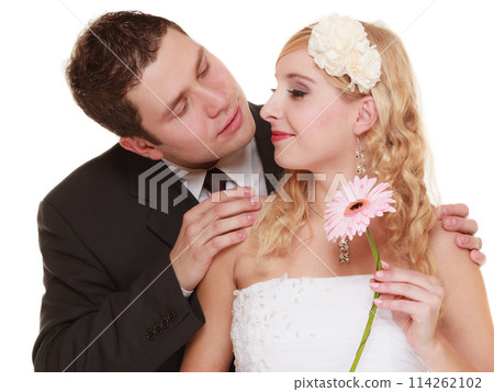 Wedding day. Portrait happy couple bride and groom Wedding day. Portrait happy couple bride and groom 114262102