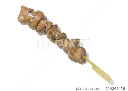 Yakitori and liver photographed on white background 114262456