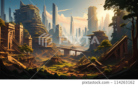 Image of the world after humanity has disappeared (AI-generated image) 114263162