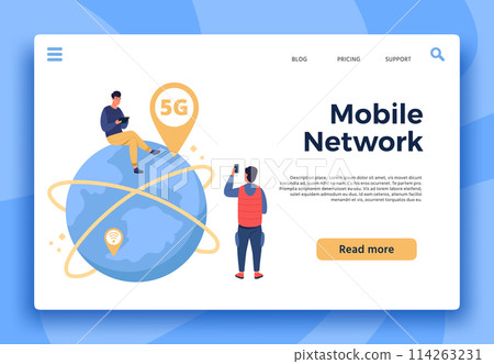 Mobile 5G network landing page, connection remotely Mobile 5G network landing page, connection remotely 114263231