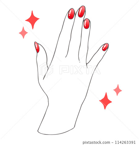 有紅色漸層指甲的女人的手 有紅色漸層指甲的女人的手 114263391