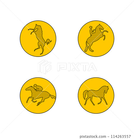 Equestrian icon design, silhouettes and dots 114263557