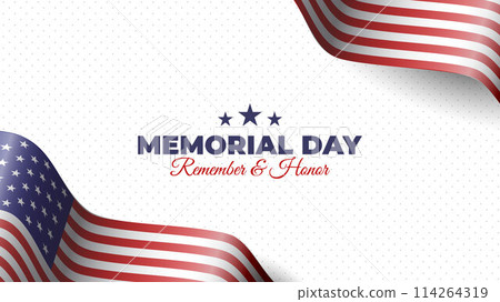 Memorial day background with waving U.S. flag 114264319