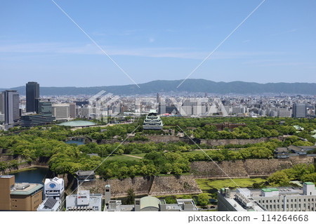 黃金周，五月初，若葉，初夏的大阪城公園，從Tawaman的休息室看到大阪城的新綠。 114264668