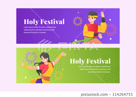Holi banners in gradient style 114264755