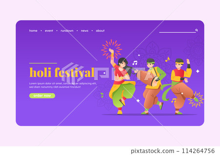 Holi landing page in gradient style 114264756