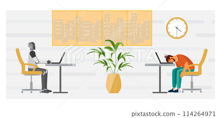 Compete Robot People Workplace Job Worker Burnout Compete Robot People Workplace Job Worker Burnout 114264971