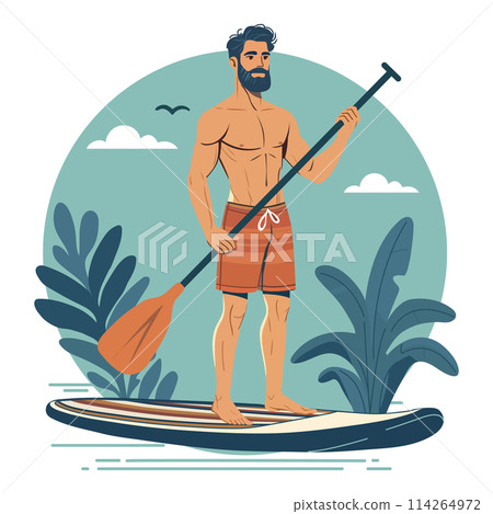 Man Stand up paddle board SUP Sea Summer Sport 114264972