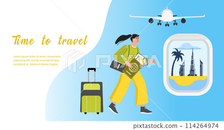 Tourism Travel Tourist Airplane Dubai Girl UAE 114264974