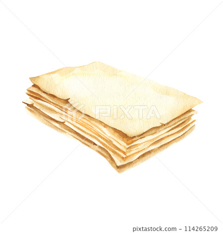 watercolor old brown paper sheets, vintage antique textured beige paper, parchments with ripped edges and spots, illustration of stack of paper isolated white background watercolor old brown paper sheets, vintage antique textured beige paper, parchments with ripped edges and spots, illustration of stack of paper isolated white background 114265209
