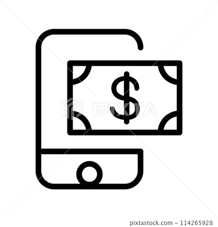 Mobile banking icon in thin line style. Vector illustration graphic design 114265928