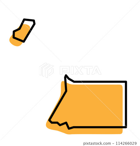 Equatorial Guinea country simplified map. Orange silhouette with thick black sharp contour outline isolated on white background. Simple vector icon 114266029
