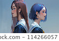 背靠背的高中女生 114266057