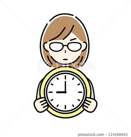 business woman holding a watch 114266691